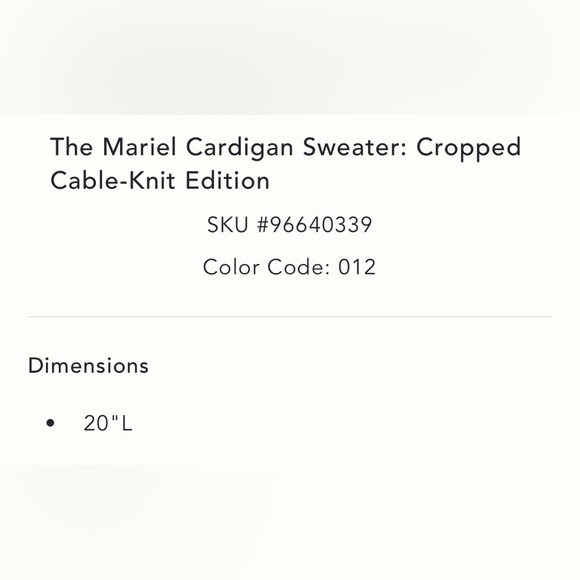 Anthropologie The Mariel Cardigan Sweater: Cropped  Cable-Knit Edition OS NWT - Picture 6 of 16
